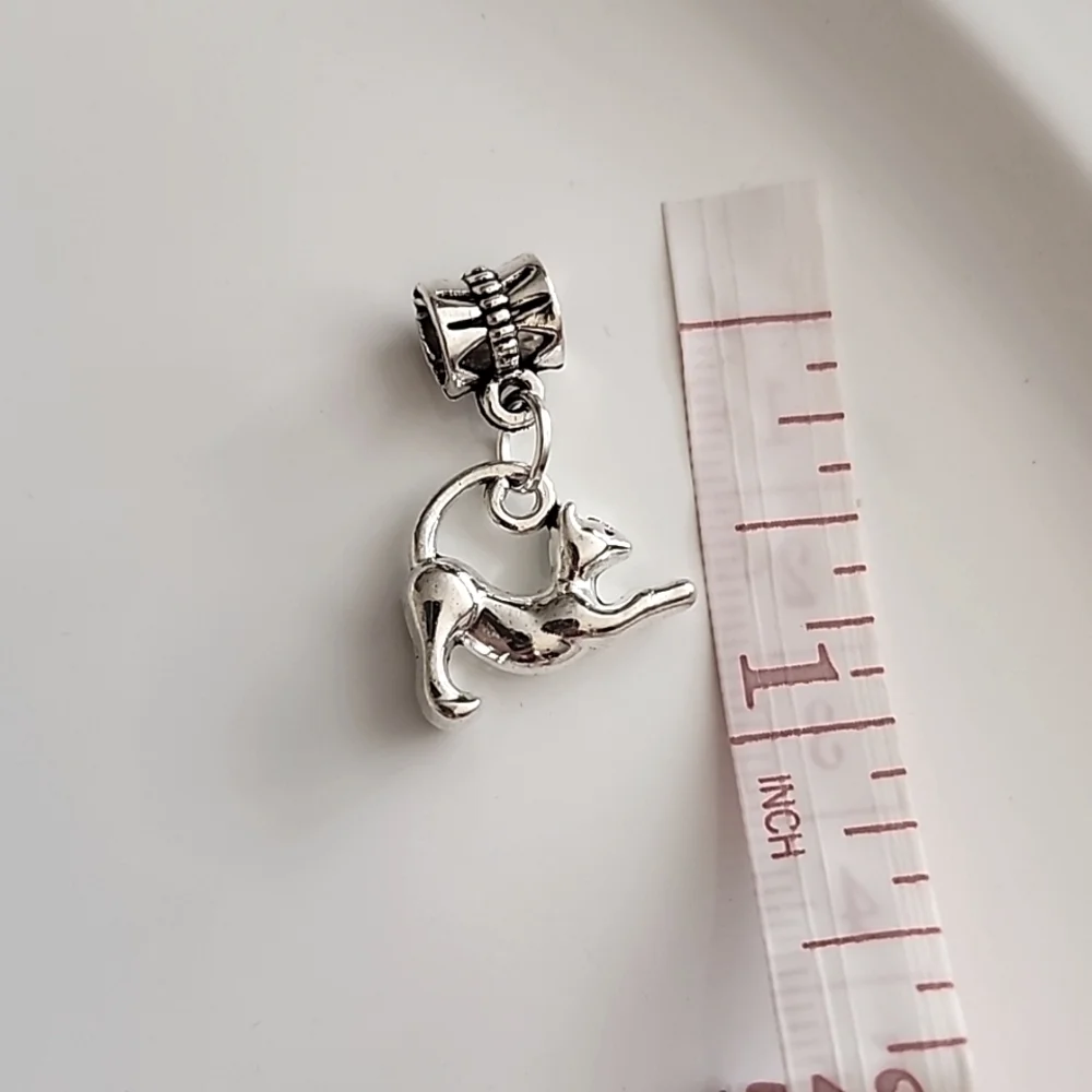 Cat Charm for European Style Bracelets Fits Pandora Systems